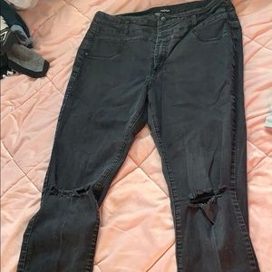 high waisted refuge black ripped jeans